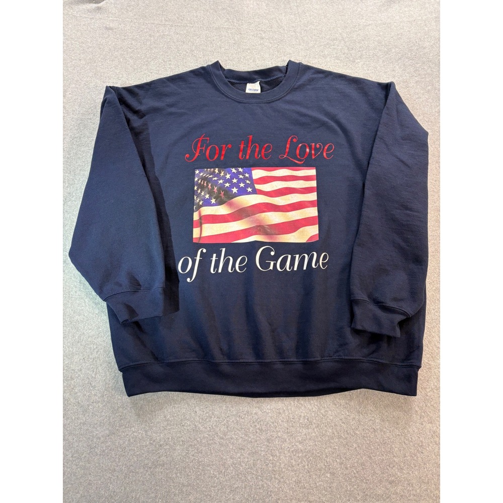 Gildan Heavy Blend Blue For the Love of the Game American Flag Sweatshirt XL